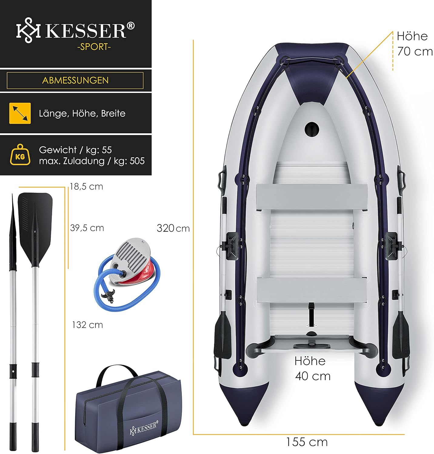 📦📦Last Day 49% OFF Inflatable Boat 3.20 m for 4 People - Wave Motor Suitable Leisure Boat Paddle Boat Motor Boat Fishing Boat - with 2 Benches - Aluminium Base Paddle Pump Repair Kit & Bag Inflatable PVC