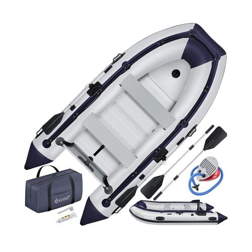 📦📦Last Day 49% OFF Inflatable Boat 3.20 m for 4 People - Wave Motor Suitable Leisure Boat Paddle Boat Motor Boat Fishing Boat - with 2 Benches - Aluminium Base Paddle Pump Repair Kit & Bag Inflatable PVC