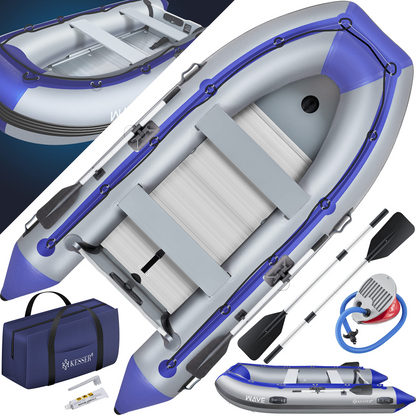 📦📦Last Day 49% OFF Inflatable Boat 3.20 m for 4 People - Wave Motor Suitable Leisure Boat Paddle Boat Motor Boat Fishing Boat - with 2 Benches - Aluminium Base Paddle Pump Repair Kit & Bag Inflatable PVC